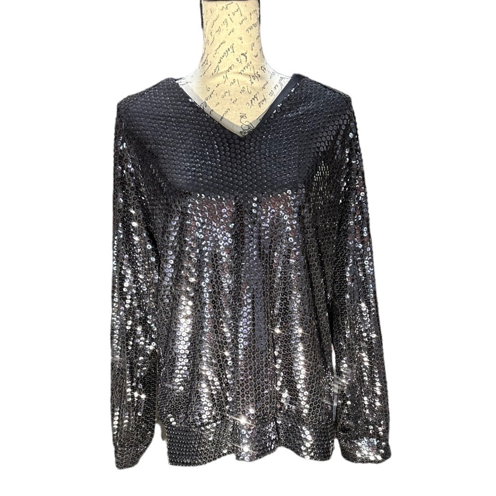 Celeste Vintage Black Sequin Top Size Medium